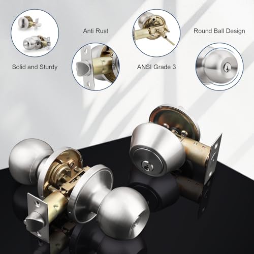 Secure and Stylish Outdoor Door Knob Set with Keys