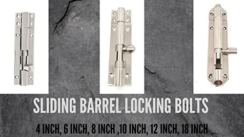 Stainless Steel Barrel Bolt Lock - 10mm x 4 inch