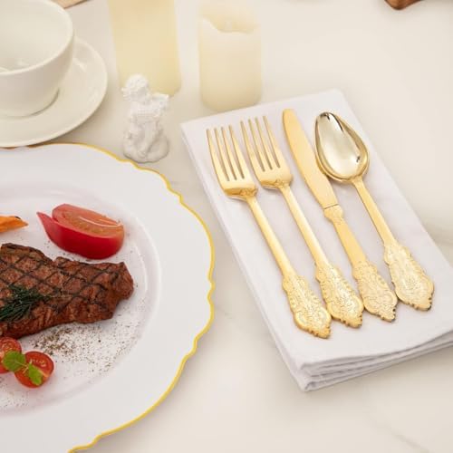 Perfectly Fit 300-Piece Gold-Plated Plastic Silverware