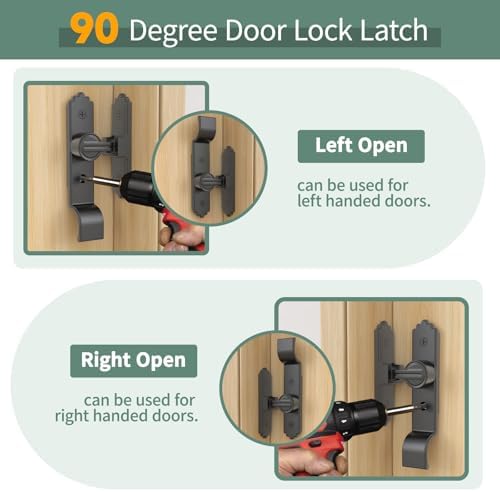 Strong Durable 90-Degree Barn Door Lock with Handle Black