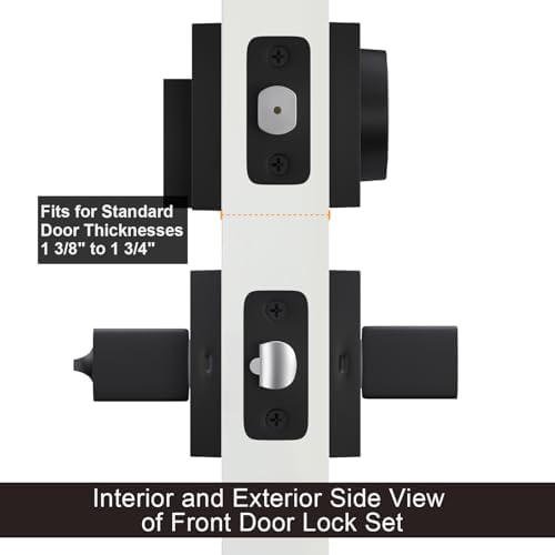 2-Pack Black Door Lock Set with Matte Black Handle