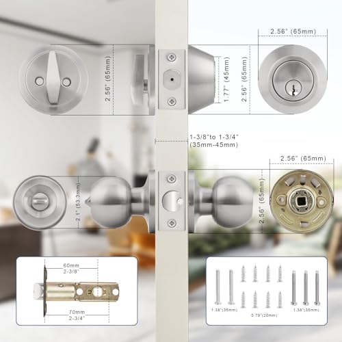 Secure and Stylish Outdoor Door Knob Set with Keys