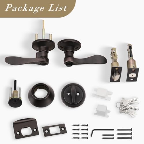 2-Pack Front Door Lockset with Oil-Rubbed Bronze Deadbolt Set