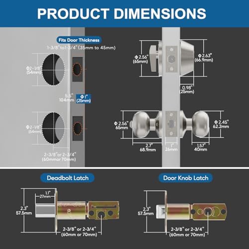 2 Set All Keyed Same Entry Door Knobs Deadbolt Combo Set