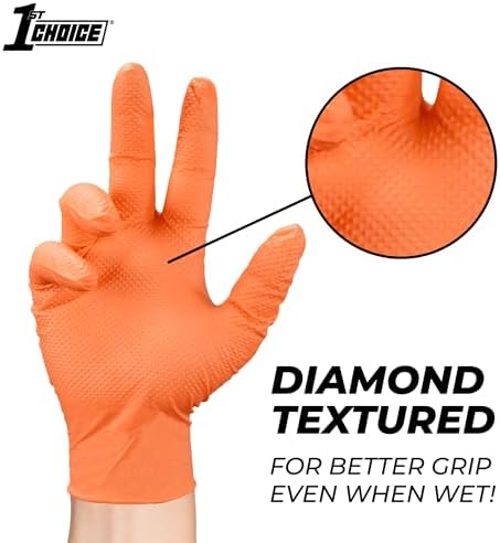 AmazonBasics 1st Choice Nitrile Gloves Latex Free Mechanic Gloves for Men