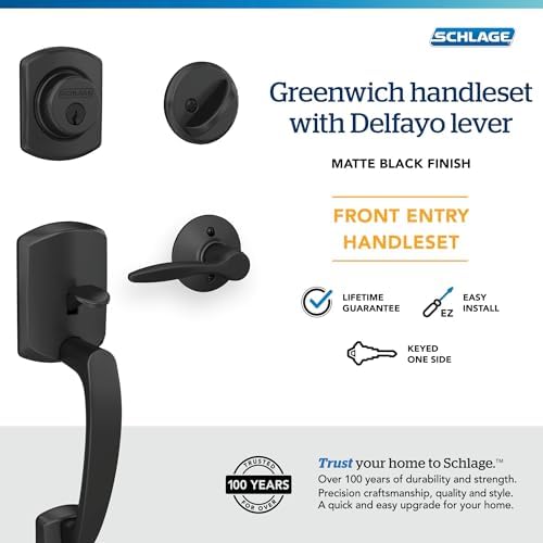 Schlag Greenwich Front Entry Door Handleset Right-Handed Deadbolt
