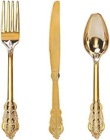 Perfectly Fit 300-Piece Gold-Plated Plastic Silverware