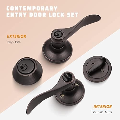 4-Piece Oil-Rubbed Bronze Door Handle and Deadbolt Set
