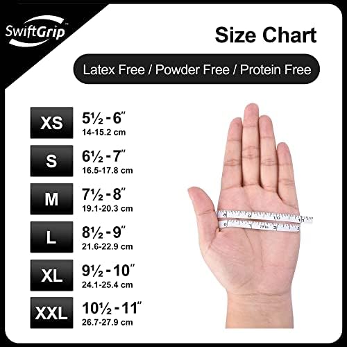 SwiftGrip Disposable Black Nitrile Exam Gloves Medical Cooking Esthetician Non-Latex Durable