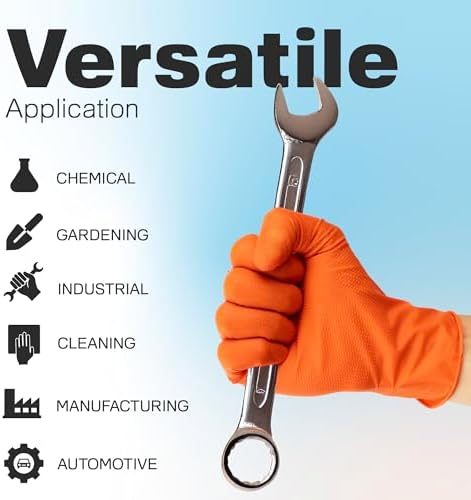 Raxwell Orange Nitrile Gloves - 85 Mil Heavy Duty