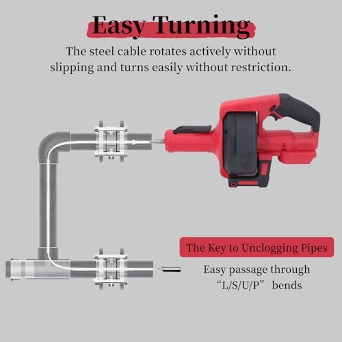 Electric Drain Auger Set with LED Light for 34in-2in Pipes