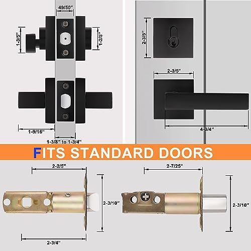Probrico Matte Black Exterior Door Locksets