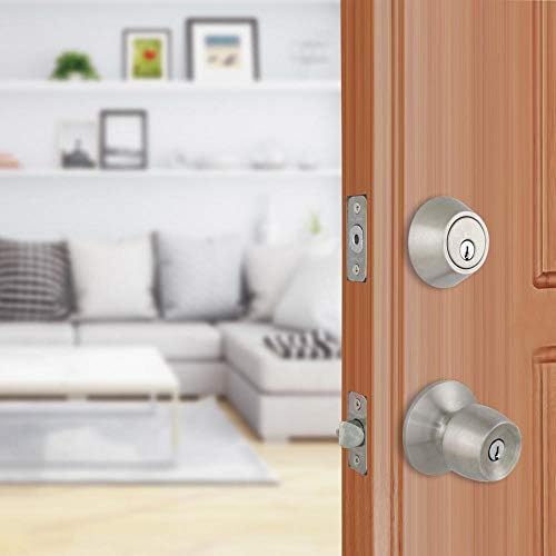 Stainless Steel Keyed Entry Knob Deadbolt Combo Pack