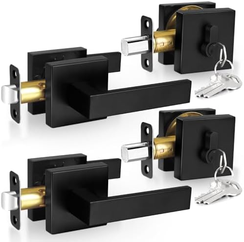 Sopoby Passage Door Handles Set - Matte Black for Home Security