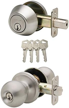 Copper Creek Ball Door Knob Deadbolt Set Satin Stainless