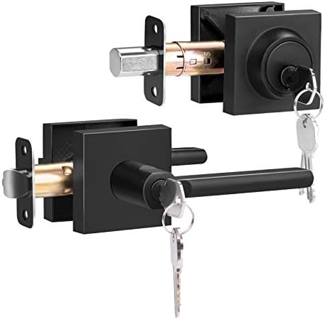 HOSOM Matte Black Door Lock Set Single Cylinder Deadbolts