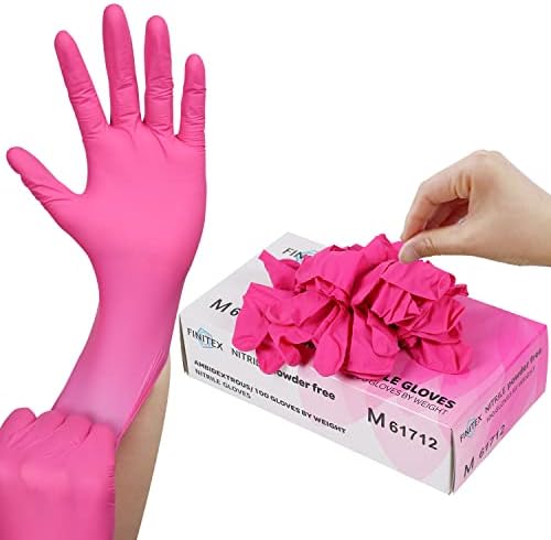 FINITEX Pink Nitrile Disposable Latex-Free Gloves - 35mil 100PCS