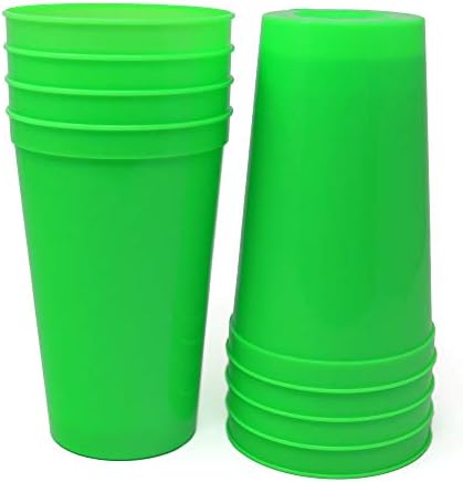 Rolling Sands 22oz Reusable Plastic Stadium Cups Lime Green 8-Pack