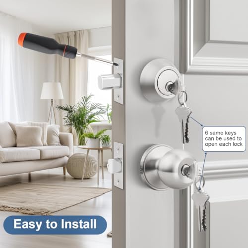 6-Piece Set of Keyed Alike Outdoor Door Knobs