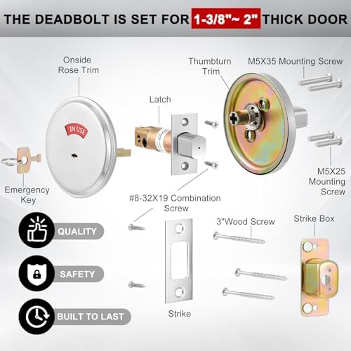 Tandefio Vacant Occupied Bathroom Lock
