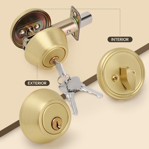 LOQRON Round Front Door Deadbolt Satin Brass