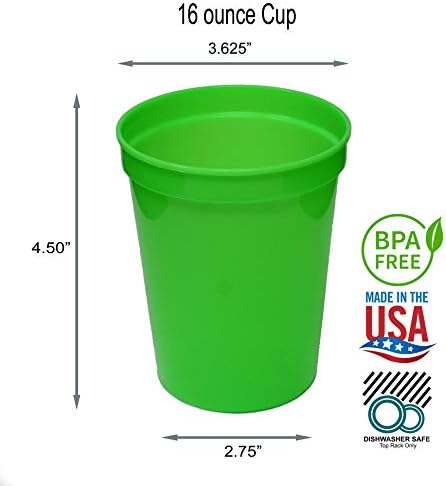 Rolling Sands Reusable Plastic Stadium Cups Set of 50 16oz BPA-Free