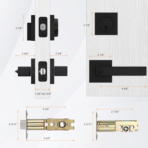 2-Pack Black Door Lock Set with Matte Black Handle
