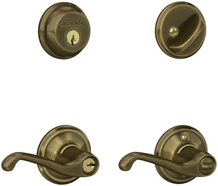 SCHLAGE FB50 V FLA 609 Single Cylinder Deadbolt System - Antique Brass