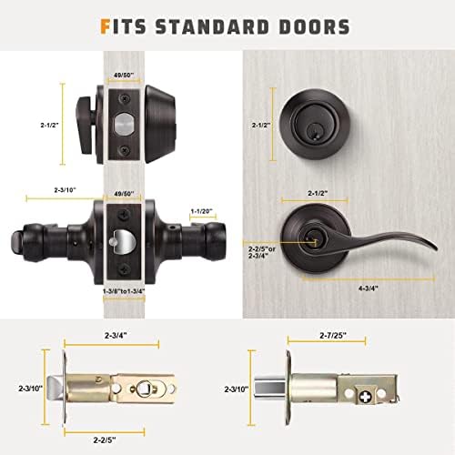 4-Piece Oil-Rubbed Bronze Door Handle and Deadbolt Set