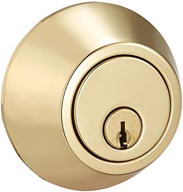 Amazon Basics Deadbolt Single Cylinder Polished Brass Key Lock Door Hardware