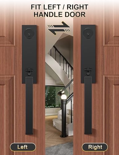 Secure Front Door Handle Set with Matte Black Finish
