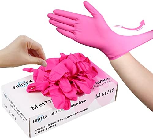 FINITEX Pink Nitrile Disposable Latex-Free Gloves - 35mil 100PCS