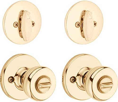 Tylo Entry Knob and Single Cylinder Deadbolt Project Pack in Polished Brass