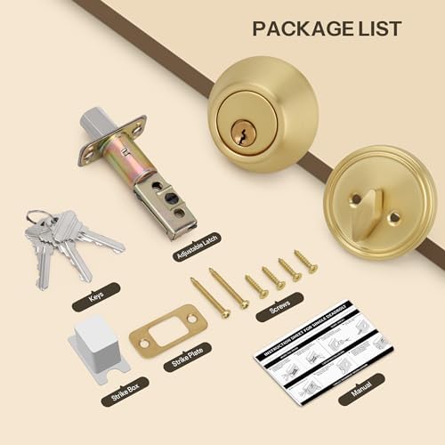 LOQRON Round Front Door Deadbolt Satin Brass