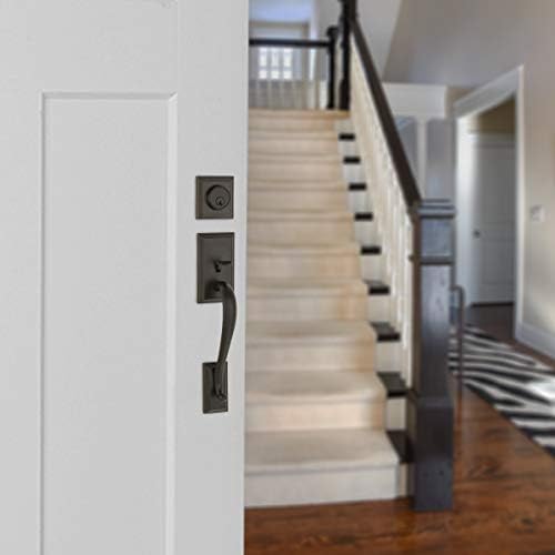 Zinc Alloy Door Handle Set with Adjustment Lever Matte Black