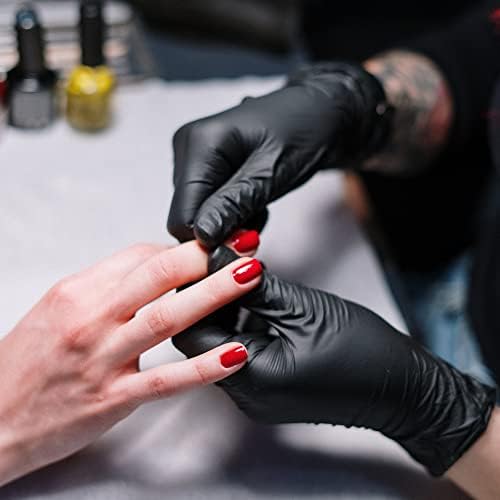 SwiftGrip Disposable Black Nitrile Exam Gloves Medical Cooking Esthetician Non-Latex Durable