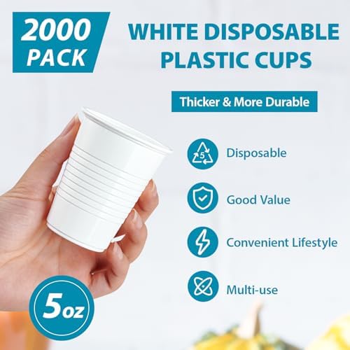 Lilymicky 2000 PACK 5 oz White Plastic Cups