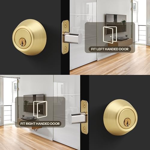 LOQRON Round Front Door Deadbolt Satin Brass