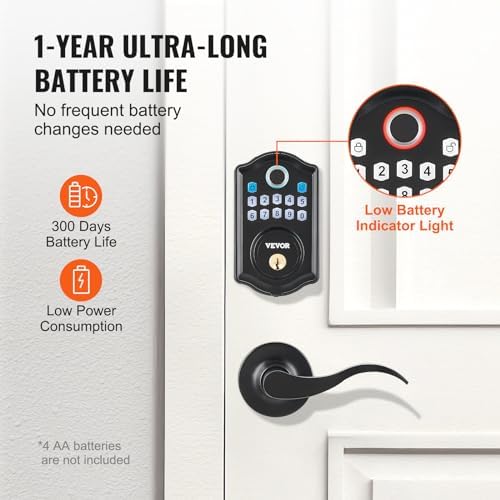 Fingerprints Door Lock with 2 Handles and Keypad Entry