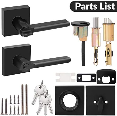 HOSOM Matte Black Door Lock Set Single Cylinder Deadbolts