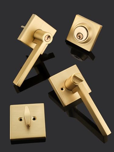 EHOMEWARE Entry Door Handle Deadbolt Set - Heavy Duty Satin Brass Finish