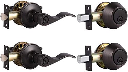 2-Pack Front Door Lockset with Oil-Rubbed Bronze Deadbolt Set