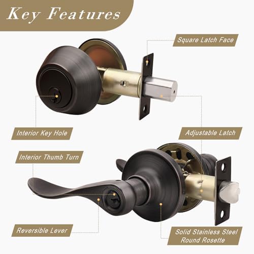 2-Pack Front Door Lockset with Oil-Rubbed Bronze Deadbolt Set