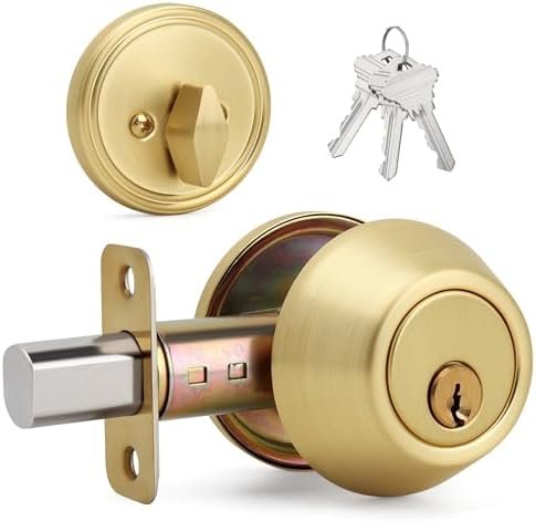 LOQRON Round Front Door Deadbolt Satin Brass