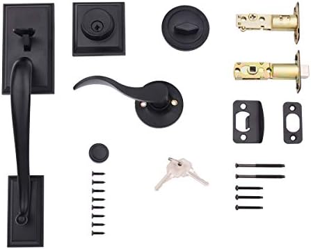 Zinc Alloy Door Handle Set with Adjustment Lever Matte Black