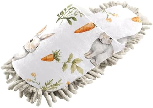FLildon Microfiber Mopping Slipper Rabbit Carrot Design Washable for House Floors