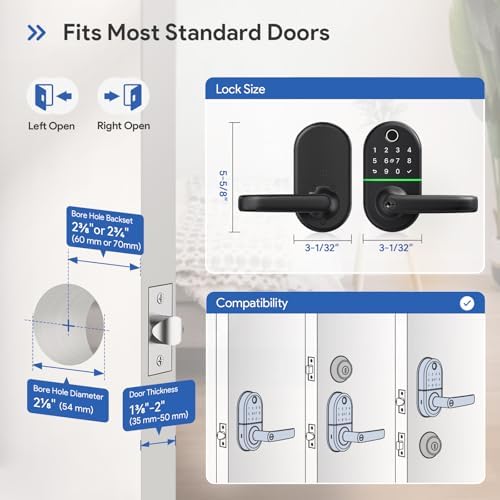 NICE DIGI Smart Keypad Door Lock with Biometric Entry - Black