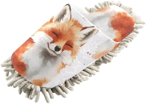 Stylish Microfiber Cleaning Slippers with Smiling Fox