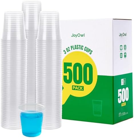 JoyOwl 500 Pack 3oz Disposable Plastic Cups