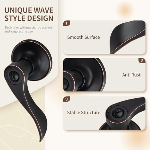 Moquin Wave Design Privacy Door Lever Oil-Rubbed Bronze